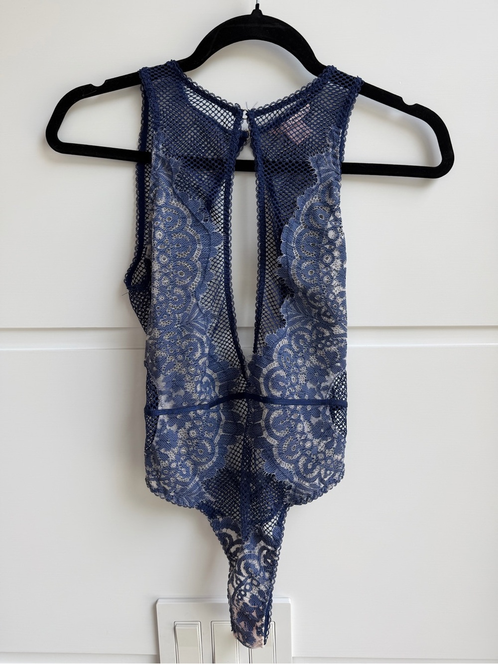 Victoria's Secret Navy Blue Lace One-Piece Bodysuit in size S/P